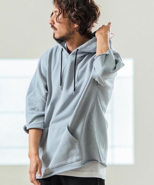 Magine(マージン)の「mpa3716- Aging Fabric 3-4 Sleeve Pullover パーカー(パーカー・メンズ・ネイビー/グリーン/カーキ/ブラック/サックスブルー・44/46/48)」の15枚目の写真