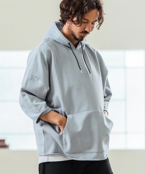 Magine(マージン)の「mpa3716- Aging Fabric 3-4 Sleeve Pullover パーカー(パーカー・メンズ・ネイビー/グリーン/カーキ/ブラック/サックスブルー・44/46/48)」の16枚目の写真