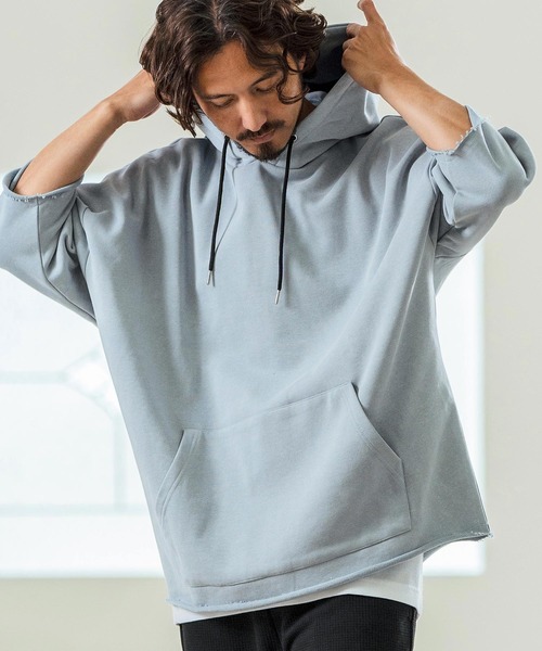 Magine(マージン)の「mpa3716- Aging Fabric 3-4 Sleeve Pullover パーカー(パーカー・メンズ・ネイビー/グリーン/カーキ/ブラック/サックスブルー・44/46/48)」の17枚目の写真
