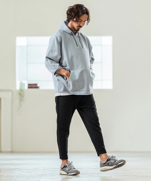 Magine(マージン)の「mpa3716- Aging Fabric 3-4 Sleeve Pullover パーカー(パーカー・メンズ・ネイビー/グリーン/カーキ/ブラック/サックスブルー・44/46/48)」の19枚目の写真