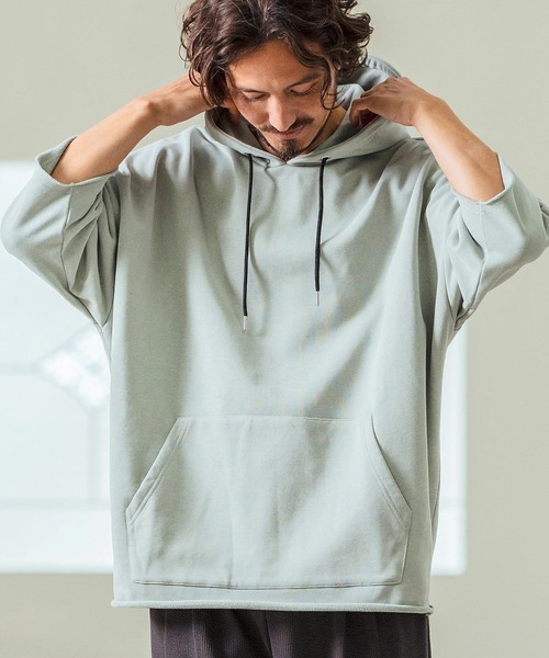 Magine(マージン)の「mpa3716- Aging Fabric 3-4 Sleeve Pullover パーカー(パーカー・メンズ・ネイビー/グリーン/カーキ/ブラック/サックスブルー・44/46/48)」の20枚目の写真