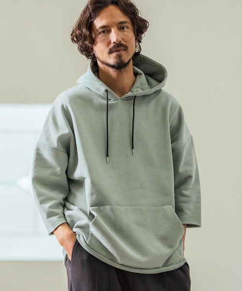 Magine(マージン)の「mpa3716- Aging Fabric 3-4 Sleeve Pullover パーカー(パーカー・メンズ・ネイビー/グリーン/カーキ/ブラック/サックスブルー・44/46/48)」の21枚目の写真
