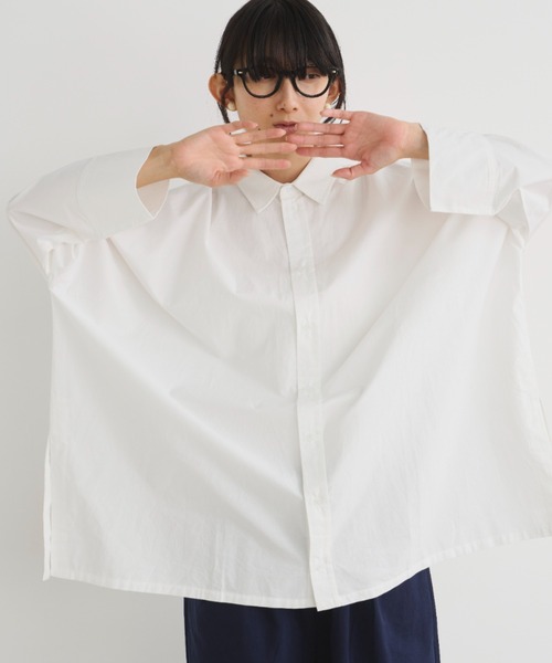 Libra Cue（リブラ キュー）の「ビッグシルエットロングスリーブシャツ（シャツ/ブラウス・レディース・ブラック/ホワイト/その他・FREE）」の5枚目の写真