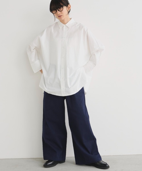 Libra Cue（リブラ キュー）の「ビッグシルエットロングスリーブシャツ（シャツ/ブラウス・レディース・ブラック/ホワイト/その他・FREE）」の8枚目の写真