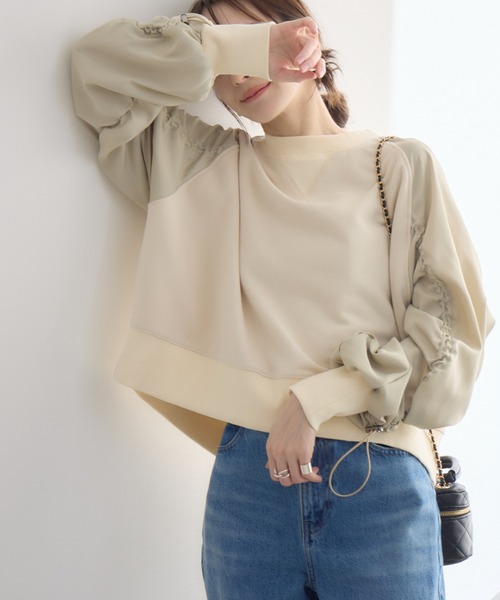 RU.TI.LE(ルチル)の「【RU.TI.LE】ラグランドロストプルオーバー(Tシャツ/カットソー・レディース・アイボリー/グレー/ブルー・MEDIUM)」の1枚目の写真