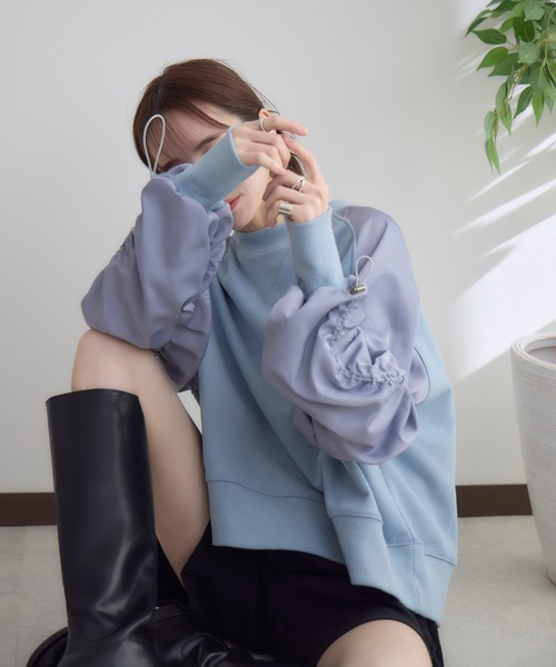 RU.TI.LE(ルチル)の「【RU.TI.LE】ラグランドロストプルオーバー(Tシャツ/カットソー・レディース・アイボリー/グレー/ブルー・MEDIUM)」の11枚目の写真