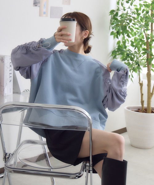 RU.TI.LE(ルチル)の「【RU.TI.LE】ラグランドロストプルオーバー(Tシャツ/カットソー・レディース・アイボリー/グレー/ブルー・MEDIUM)」の9枚目の写真