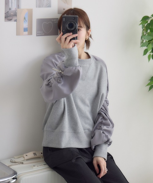 RU.TI.LE(ルチル)の「【RU.TI.LE】ラグランドロストプルオーバー(Tシャツ/カットソー・レディース・アイボリー/グレー/ブルー・MEDIUM)」の22枚目の写真