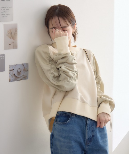 RU.TI.LE(ルチル)の「【RU.TI.LE】ラグランドロストプルオーバー(Tシャツ/カットソー・レディース・アイボリー/グレー/ブルー・MEDIUM)」の15枚目の写真