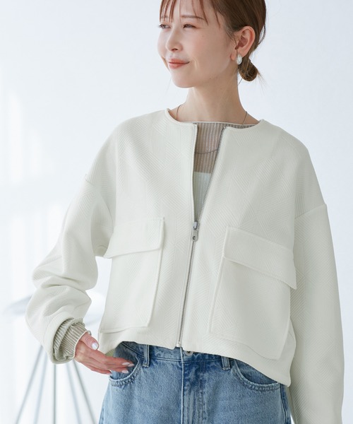 幾何柄ジャガードショート丈ブルゾン（ブルゾン）｜ROPE' PICNIC（ロペ