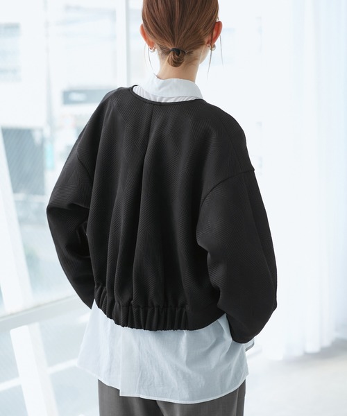 ROPE' PICNIC(ロペピクニック)の「幾何柄ジャガードショート丈ブルゾン(ブルゾン・レディース・オフホワイト/ブラック/ライトグレー・38)」の7枚目の写真