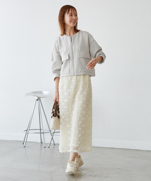 幾何柄ジャガードショート丈ブルゾン（ブルゾン）｜ROPE' PICNIC（ロペ