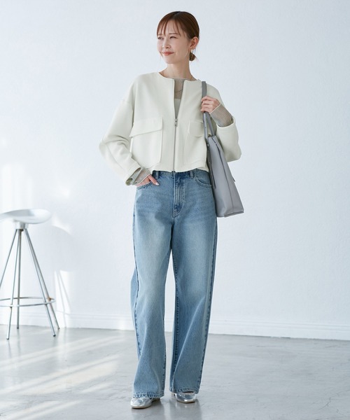 ROPE' PICNIC(ロペピクニック)の「幾何柄ジャガードショート丈ブルゾン(ブルゾン・レディース・オフホワイト/ブラック/ライトグレー・38)」の16枚目の写真