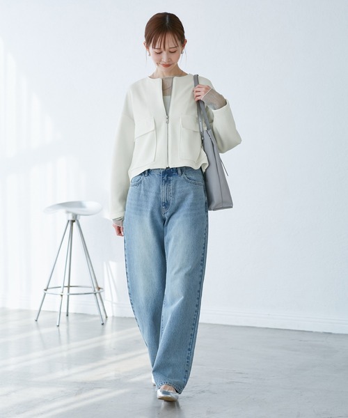 ROPE' PICNIC(ロペピクニック)の「幾何柄ジャガードショート丈ブルゾン(ブルゾン・レディース・オフホワイト/ブラック/ライトグレー・38)」の17枚目の写真