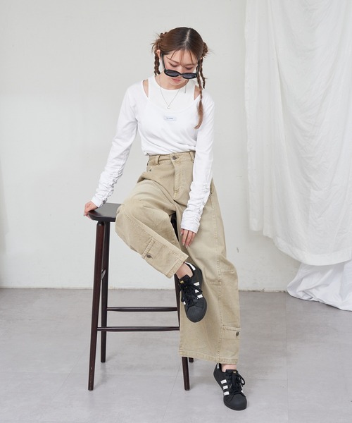 RAY CASSIN（レイカズン）の「バルーンルーズデニム（デニムパンツ・レディース・ブルー/スカイブルー/ベージュ・S/M）」の9枚目の写真