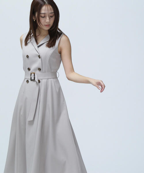 NATURAL BEAUTY BASIC(ナチュラルビューティーベーシック)の「◇ベルテッドトレンチジャンスカ(ジャンパースカート・レディース・ネイビー/ベージュ・MEDIUM/SMALL/P/S)」の4枚目の写真