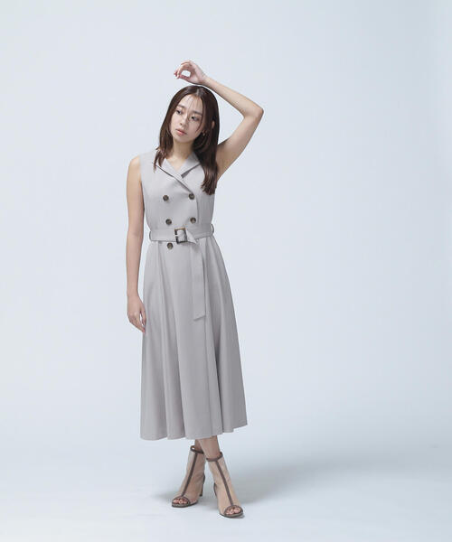 NATURAL BEAUTY BASIC(ナチュラルビューティーベーシック)の「◇ベルテッドトレンチジャンスカ(ジャンパースカート・レディース・ネイビー/ベージュ・MEDIUM/SMALL/P/S)」の5枚目の写真