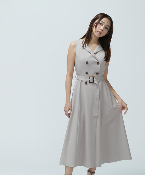 NATURAL BEAUTY BASIC(ナチュラルビューティーベーシック)の「◇ベルテッドトレンチジャンスカ(ジャンパースカート・レディース・ネイビー/ベージュ・MEDIUM/SMALL/P/S)」の6枚目の写真