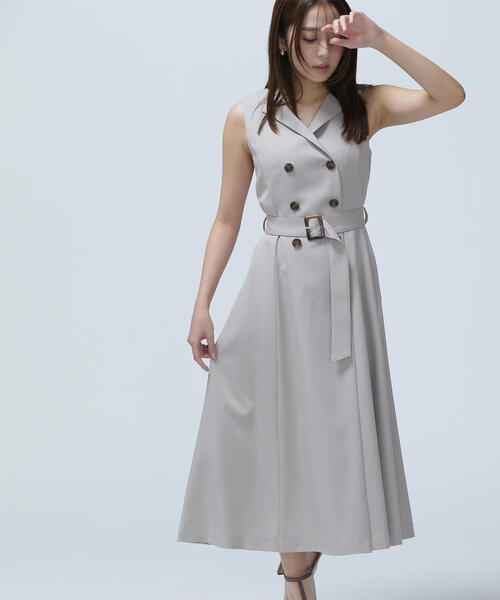 NATURAL BEAUTY BASIC(ナチュラルビューティーベーシック)の「◇ベルテッドトレンチジャンスカ(ジャンパースカート・レディース・ネイビー/ベージュ・MEDIUM/SMALL/P/S)」の8枚目の写真