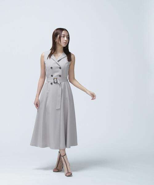 NATURAL BEAUTY BASIC(ナチュラルビューティーベーシック)の「◇ベルテッドトレンチジャンスカ(ジャンパースカート・レディース・ネイビー/ベージュ・MEDIUM/SMALL/P/S)」の9枚目の写真