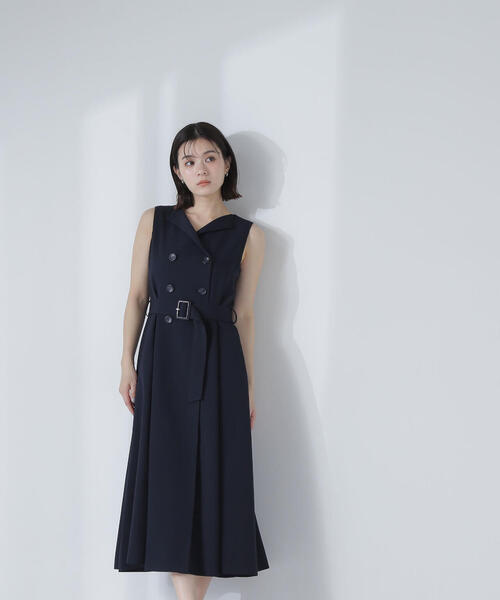 NATURAL BEAUTY BASIC(ナチュラルビューティーベーシック)の「◇ベルテッドトレンチジャンスカ(ジャンパースカート・レディース・ネイビー/ベージュ・MEDIUM/SMALL/P/S)」の22枚目の写真