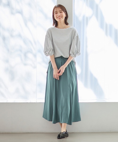Honeys（ハニーズ）の「ロングギャザースカート（スカート・レディース・ブラック系その他/グレイッシュベージュ/チャコール/グリーン・L/M/S）」の7枚目の写真