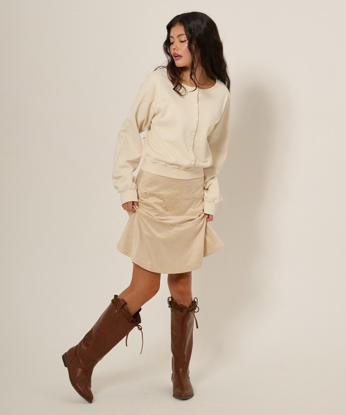 TINA：JOJUN（ティーナジョジュン）の「フェイクスエード ミディ丈スカート TINA：JOJUN（スカート・レディース・ベージュ/ライトグレー・M/S）」の12枚目の写真