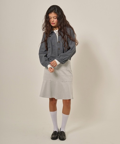 TINA：JOJUN（ティーナジョジュン）の「フェイクスエード ミディ丈スカート TINA：JOJUN（スカート・レディース・ベージュ/ライトグレー・M/S）」の14枚目の写真