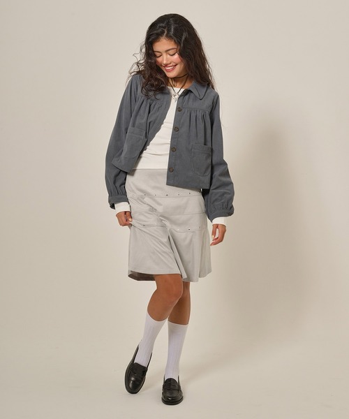 TINA：JOJUN（ティーナジョジュン）の「フェイクスエード ミディ丈スカート TINA：JOJUN（スカート・レディース・ベージュ/ライトグレー・M/S）」の4枚目の写真