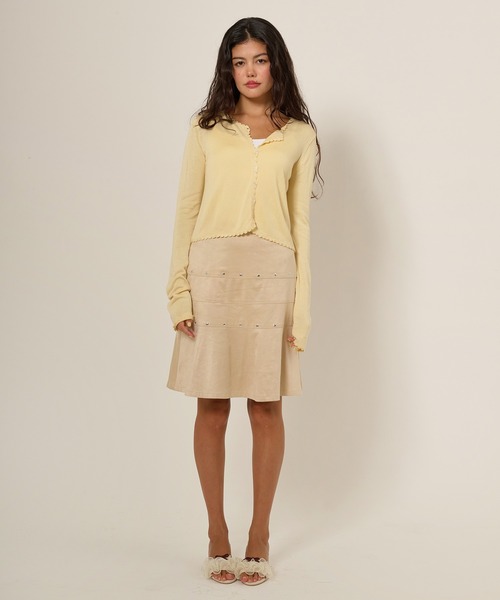 TINA：JOJUN（ティーナジョジュン）の「フェイクスエード ミディ丈スカート TINA：JOJUN（スカート・レディース・ベージュ/ライトグレー・M/S）」の6枚目の写真