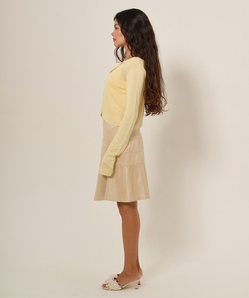 TINA：JOJUN（ティーナジョジュン）の「フェイクスエード ミディ丈スカート TINA：JOJUN（スカート・レディース・ベージュ/ライトグレー・M/S）」の7枚目の写真