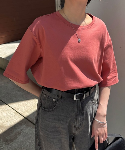 COLLAGE GALLARDAGALANTE（コラージュガリャルダガランテ）の「ポンチ切替半袖Tシャツ/WEB限定カラー展開（Tシャツ/カットソー・レディース・ホワイト/ネイビー/ピンク/ブラック/ブルー・FREE）」の5枚目の写真