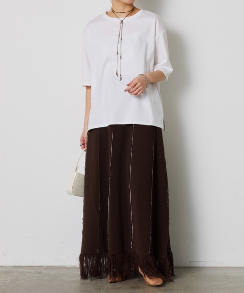 COLLAGE GALLARDAGALANTE（コラージュガリャルダガランテ）の「ポンチ切替半袖Tシャツ/WEB限定カラー展開（Tシャツ/カットソー・レディース・ホワイト/ネイビー/ピンク/ブラック/ブルー・FREE）」の6枚目の写真