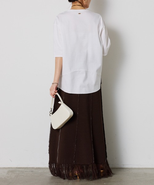 COLLAGE GALLARDAGALANTE（コラージュガリャルダガランテ）の「ポンチ切替半袖Tシャツ/WEB限定カラー展開（Tシャツ/カットソー・レディース・ホワイト/ネイビー/ピンク/ブラック/ブルー・FREE）」の14枚目の写真