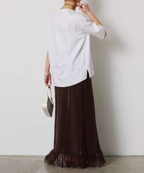 COLLAGE GALLARDAGALANTE（コラージュガリャルダガランテ）の「ポンチ切替半袖Tシャツ/WEB限定カラー展開（Tシャツ/カットソー・レディース・ホワイト/ネイビー/ピンク/ブラック/ブルー・FREE）」の15枚目の写真