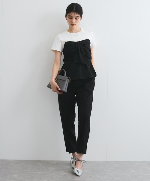 VIS（ビス）の「【新色追加】【美easy】ねじりリボンTシャツドッキングプルオーバー【接触冷感/洗える】（Tシャツ/カットソー・レディース・キナリ/グリーン系その他2/ブラック/ブルー/ネイビー/オレンジ系その他4/チャコールグレー・FREE）」の13枚目の写真