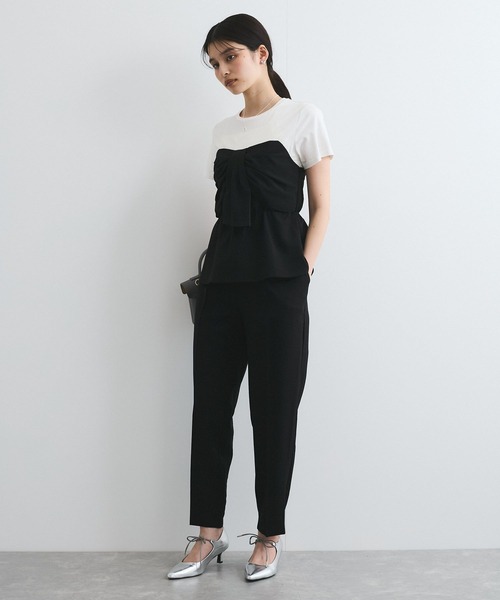 VIS（ビス）の「【新色追加】【美easy】ねじりリボンTシャツドッキングプルオーバー【接触冷感/洗える】（Tシャツ/カットソー・レディース・キナリ/グリーン系その他2/ブラック/ブルー/ネイビー/オレンジ系その他4/チャコールグレー・FREE）」の14枚目の写真