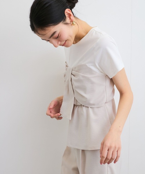 VIS（ビス）の「【新色追加】【美easy】ねじりリボンTシャツドッキングプルオーバー【接触冷感/洗える】（Tシャツ/カットソー・レディース・キナリ/グリーン系その他2/ブラック/ブルー/ネイビー/オレンジ系その他4/チャコールグレー・FREE）」の19枚目の写真