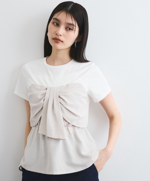 VIS（ビス）の「【新色追加】【美easy】ねじりリボンTシャツドッキングプルオーバー【接触冷感/洗える】（Tシャツ/カットソー・レディース・キナリ/グリーン系その他2/ブラック/ブルー/ネイビー/オレンジ系その他4/チャコールグレー・FREE）」の22枚目の写真