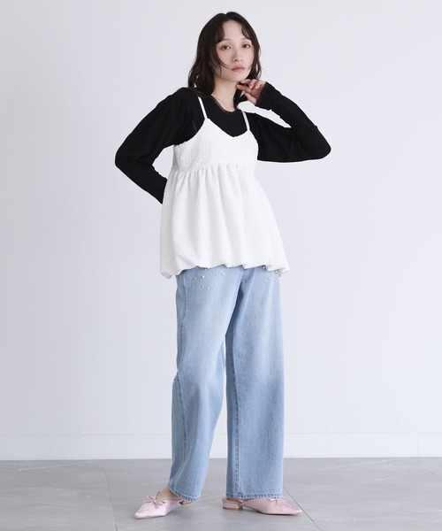 somari imagination(ソマリ イマジネーション)の「パフスリーブリブカットソー(Tシャツ/カットソー・レディース・オフホワイト/ラベンダー/ブラック・1/2)」の6枚目の写真