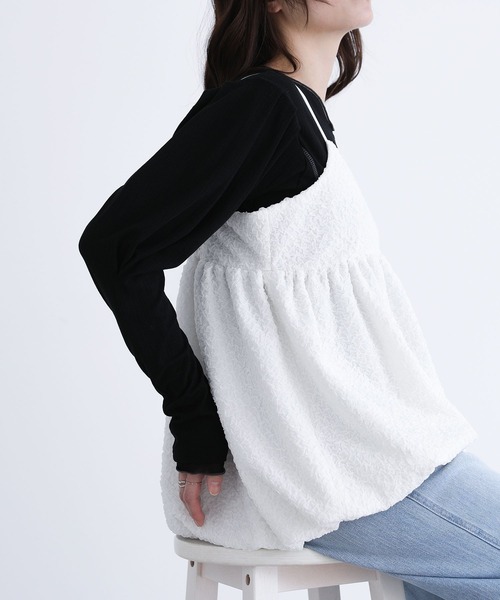 somari imagination(ソマリ イマジネーション)の「パフスリーブリブカットソー(Tシャツ/カットソー・レディース・オフホワイト/ラベンダー/ブラック・1/2)」の15枚目の写真