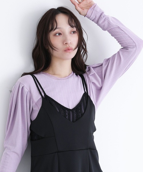 somari imagination(ソマリ イマジネーション)の「パフスリーブリブカットソー(Tシャツ/カットソー・レディース・オフホワイト/ラベンダー/ブラック・1/2)」の13枚目の写真
