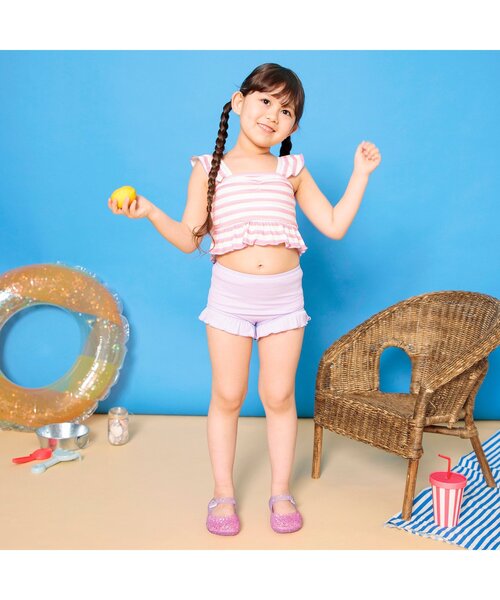 BREEZE(ブリーズ)の「【UVカット/ジュニア対応】肩フリルセパレート水着(水着・キッズ・パープル/イエロー・80/90/100/110/120/130/140)」の3枚目の写真