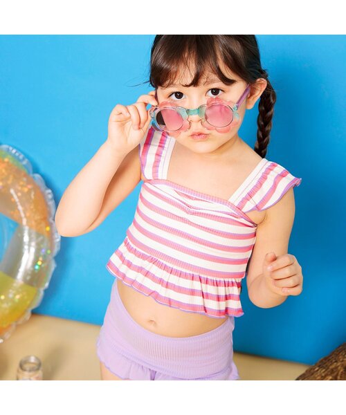 BREEZE(ブリーズ)の「【UVカット/ジュニア対応】肩フリルセパレート水着(水着・キッズ・パープル/イエロー・80/90/100/110/120/130/140)」の5枚目の写真