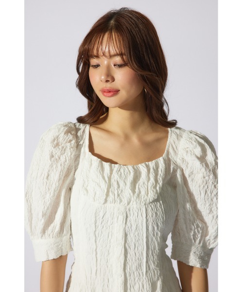 rienda バストフレアワンピース 半袖 夏服 M rienda ワンピース 「AKB48 千葉恵里さん着用」バストフレア