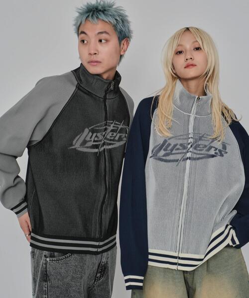 WEGO(ウィゴー)の「WEGO/ラグラングラフィックニットブルゾン(カーディガン/ボレロ・メンズ・オフホワイト/ブラック・MEDIUM/LARGE)」の6枚目の写真