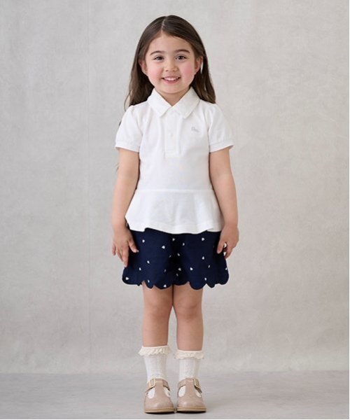 petit main（プティマイン）の「【リンク】ペプラムポロシャツ(キッズ)（ポロシャツ・キッズ・ライトピンク/ネイビー/オフホワイト・100cm/110cm/90cm/80ｃｍ/130cm/120cm）」の5枚目の写真