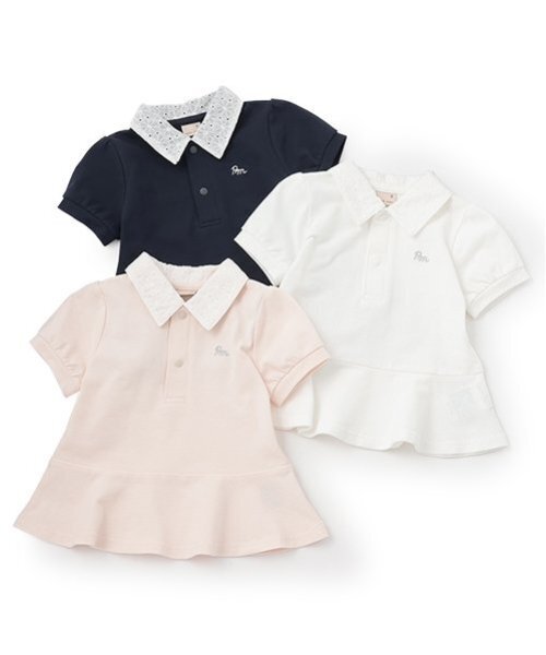 petit main（プティマイン）の「【リンク】ペプラムポロシャツ(キッズ)（ポロシャツ・キッズ・ライトピンク/ネイビー/オフホワイト・100cm/110cm/90cm/80ｃｍ/130cm/120cm）」の17枚目の写真