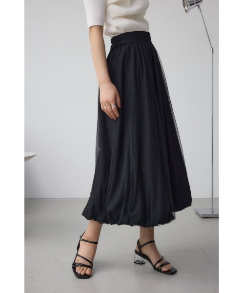 AZUL by moussy(アズールバイマウジー)の「チュールレイヤードバルーンスカート(スカート・レディース・アイボリー/ブラック/ブラック系その他・FREE)」の9枚目の写真