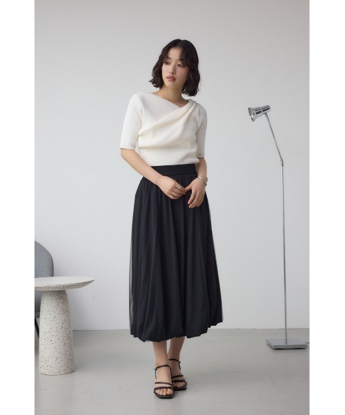 AZUL by moussy(アズールバイマウジー)の「チュールレイヤードバルーンスカート(スカート・レディース・アイボリー/ブラック/ブラック系その他・FREE)」の8枚目の写真